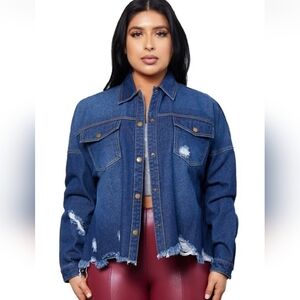 Boom Boom Jeans Blue Distressed Jean Jacket